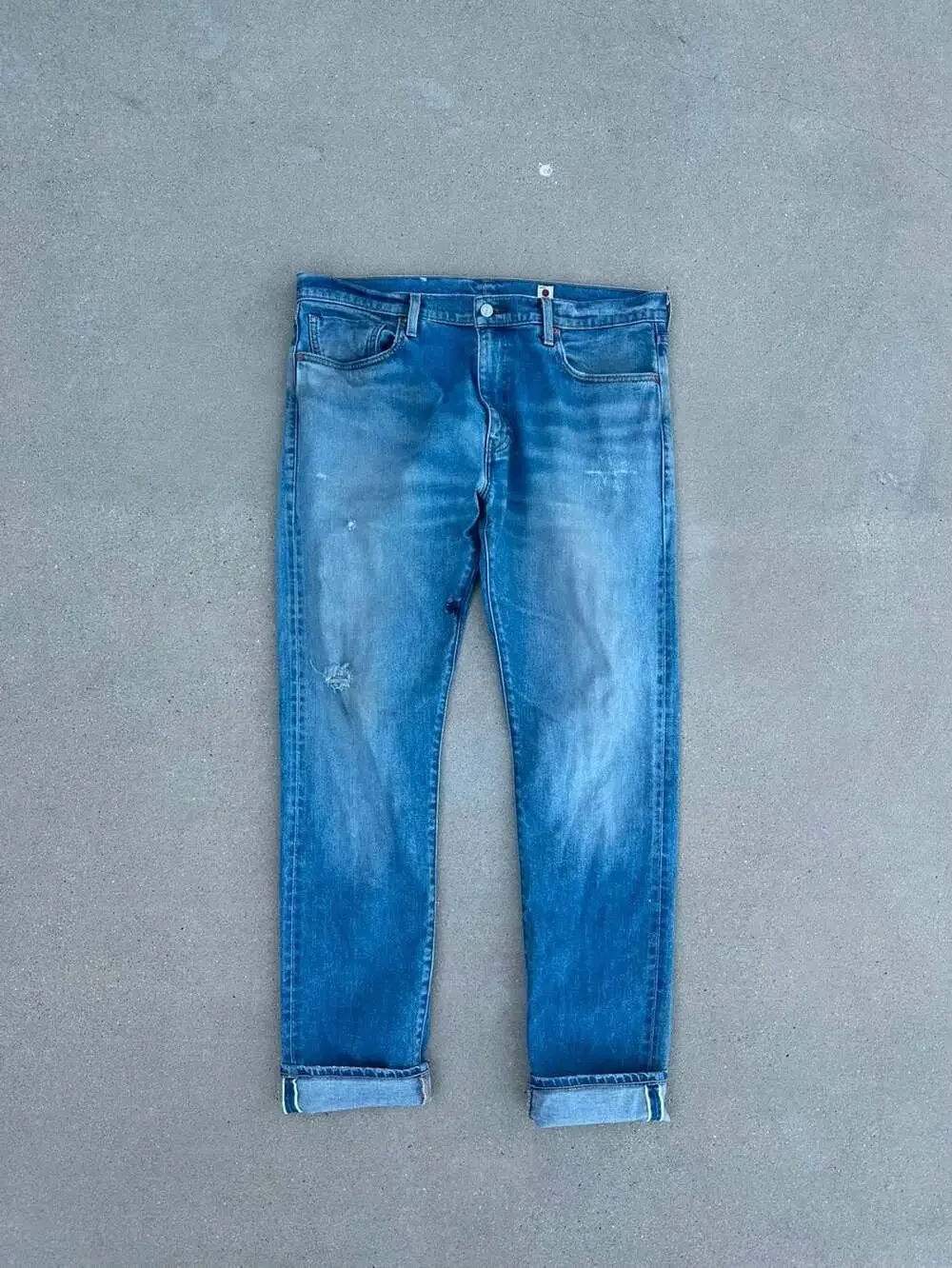 Levi's Men's Distressed Mid Wash Selvedge Denim Jeans